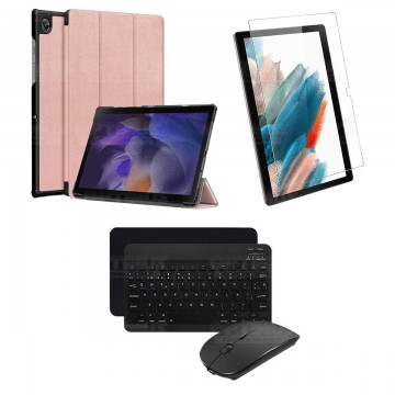 Kit Vidrio templado + Case Protector + Teclado y Mouse Bluetooth Tablet Samsung Galaxy Tab A8 10.5 2021 SM-x200, SM-x205 OPTIMUS