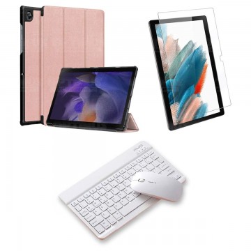 Kit Vidrio templado + Case Protector + Teclado y Mouse Bluetooth Tablet Samsung Galaxy Tab A8 10.5 2021 SM-x200, SM-x205 OPTIMUS