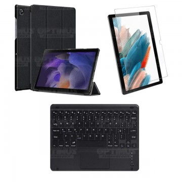 Kit Vidrio templado + Case Protector + Teclado Touchpad Bluetooth Tablet Samsung Galaxy Tab A8 10.5 2021 SM-x200, SM-x205 OPTIMU