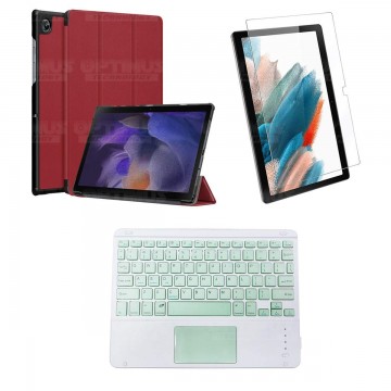 Kit Vidrio templado + Case Protector + Teclado Touchpad Bluetooth Tablet Samsung Galaxy Tab A8 10.5 2021 SM-x200, SM-x205 OPTIMU