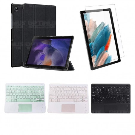 Kit Vidrio templado + Case Protector + Teclado Touchpad Bluetooth Tablet Samsung Galaxy Tab A8 10.5 2021 SM-x200, SM-x205