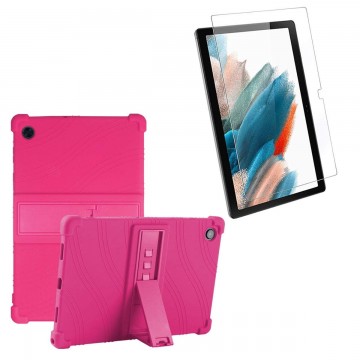 Kit Vidrio templado y Estuche Protector de goma antigolpes con soporte Tablet Samsung Galaxy Tab A8 10.5 2021 SM-x200, SM-x205 O