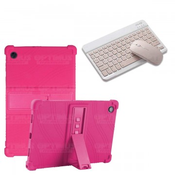 Kit Case Forro Protector Antigolpes + Teclado y Mouse Bluetooth Tablet Samsung Galaxy Tab A8 10.5 2021 SM-x200, SM-x205 OPTIMUS