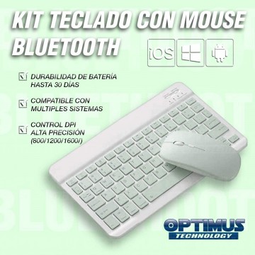 Kit Case Forro Protector Antigolpes + Teclado y Mouse Bluetooth Tablet Samsung Galaxy Tab A8 10.5 2021 SM-x200, SM-x205 OPTIMUS 