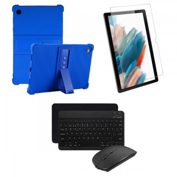 Kit Vidrio templado + Estuche Protector Goma + Teclado Bluetooth Tablet Samsung Galaxy Tab A8 10.5 2021 SM-x200, SM-x205 OPTIMUS