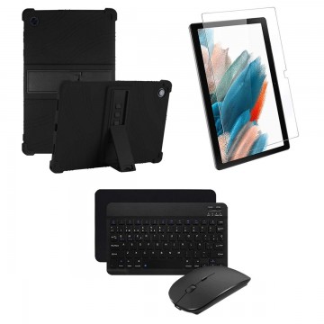 Kit Vidrio templado + Estuche Protector Goma + Teclado Bluetooth Tablet Samsung Galaxy Tab A8 10.5 2021 SM-x200, SM-x205 OPTIMUS
