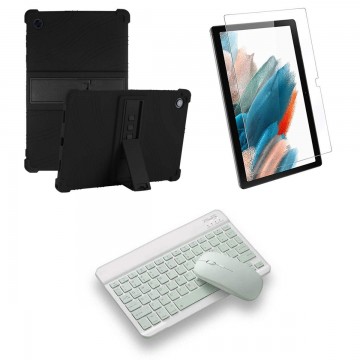 Kit Vidrio templado + Estuche Protector Goma + Teclado Bluetooth Tablet Samsung Galaxy Tab A8 10.5 2021 SM-x200, SM-x205 OPTIMUS