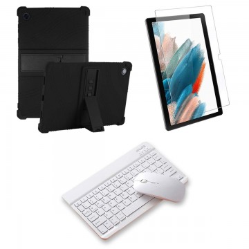 Kit Vidrio templado + Estuche Protector Goma + Teclado Bluetooth Tablet Samsung Galaxy Tab A8 10.5 2021 SM-x200, SM-x205 OPTIMUS