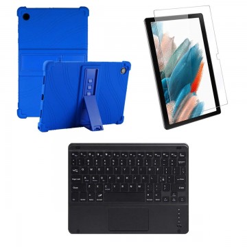 Kit Vidrio templado + Estuche Protector + Teclado Touchpad Bluetooth Tablet Samsung Galaxy Tab A8 10.5 2021 SM-x200, SM-x205 OPT