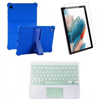 Kit Vidrio templado + Estuche Protector + Teclado Touchpad Bluetooth Tablet Samsung Galaxy Tab A8 10.5 2021 SM-x200, SM-x205 OPT