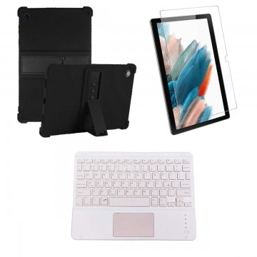 Kit Vidrio templado + Estuche Protector + Teclado Touchpad Bluetooth Tablet Samsung Galaxy Tab A8 10.5 2021 SM-x200, SM-x205 OPT