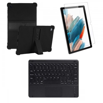 Kit Vidrio templado + Estuche Protector + Teclado Touchpad Bluetooth Tablet Samsung Galaxy Tab A8 10.5 2021 SM-x200, SM-x205 OPT