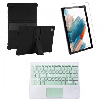 Kit Vidrio templado + Estuche Protector + Teclado Touchpad Bluetooth Tablet Samsung Galaxy Tab A8 10.5 2021 SM-x200, SM-x205 OPT