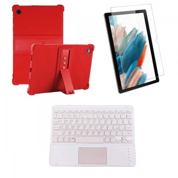 Kit Vidrio templado + Estuche Protector + Teclado Touchpad Bluetooth Tablet Samsung Galaxy Tab A8 10.5 2021 SM-x200, SM-x205 OPT