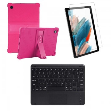 Kit Vidrio templado + Estuche Protector + Teclado Touchpad Bluetooth Tablet Samsung Galaxy Tab A8 10.5 2021 SM-x200, SM-x205 OPT