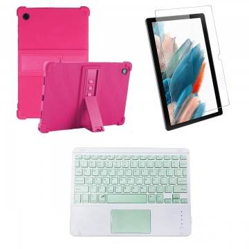Kit Vidrio templado + Estuche Protector + Teclado Touchpad Bluetooth Tablet Samsung Galaxy Tab A8 10.5 2021 SM-x200, SM-x205 OPT