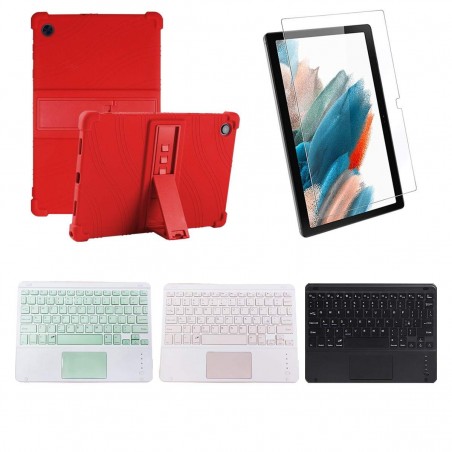 Kit Vidrio templado + Estuche Protector + Teclado Touchpad Bluetooth Tablet Samsung Galaxy Tab A8 10.5 2021 SM-x200, SM-x205