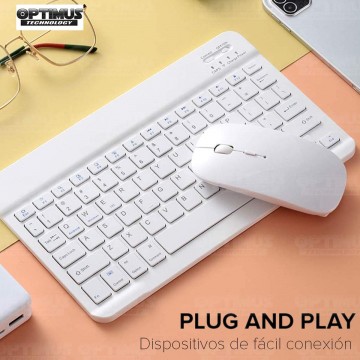 Kit Case Forro Protector + Teclado y Mouse Ratón Bluetooth para Tablet Lenovo Yoga Tab 11 2021 YT-J706F OPTIMUS TECHNOLOGY™ - 28
