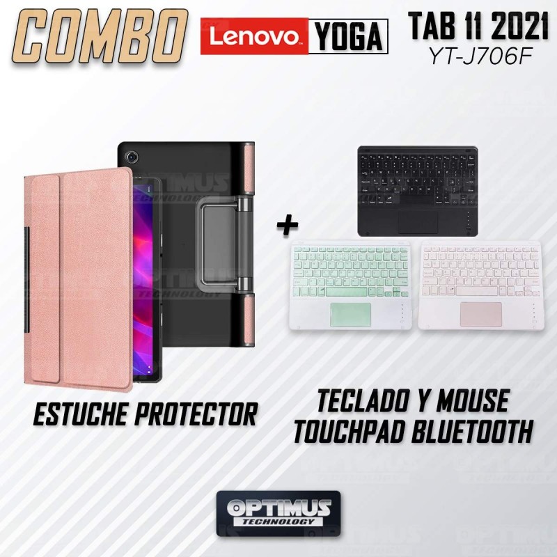 Kit Case Folio Protector + Teclado Mouse Touchpad Bluetooth para Tablet Lenovo Yoga Tab 11 2021 YT-J706F OPTIMUS TECHNOLOGY™ - 1