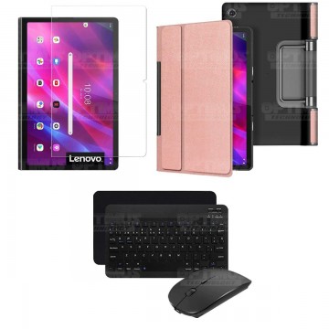 Kit Vidrio templado + Case Protector + Teclado y Mouse Bluetooth Tablet Lenovo Yoga Tab 11 2021 YT-J706F OPTIMUS TECHNOLOGY™ - 1