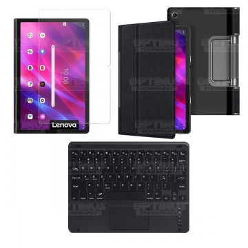 Kit Vidrio templado + Case Protector + Teclado Touchpad Bluetooth Tablet Lenovo Yoga Tab 11 2021 YT-J706F OPTIMUS TECHNOLOGY™ - 