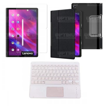 Kit Vidrio templado + Case Protector + Teclado Touchpad Bluetooth Tablet Lenovo Yoga Tab 11 2021 YT-J706F OPTIMUS TECHNOLOGY™ - 