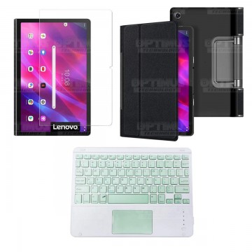 Kit Vidrio templado + Case Protector + Teclado Touchpad Bluetooth Tablet Lenovo Yoga Tab 11 2021 YT-J706F OPTIMUS TECHNOLOGY™ - 