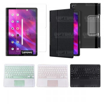 Kit Vidrio templado + Case Protector + Teclado Touchpad Bluetooth Tablet Lenovo Yoga Tab 11 2021 YT-J706F OPTIMUS TECHNOLOGY™ - 