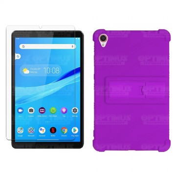 Kit Vidrio templado y Estuche Protector de goma antigolpes con soporte Tablet Lenovo Tab M8 8505x / x8505f OPTIMUS TECHNOLOGY™ -