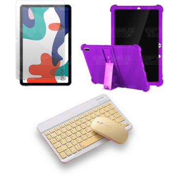 Kit Vidrio templado + Estuche Protector Goma + Teclado y Mouse Ratón Bluetooth para Tablet Huawei matepad 10.4 OPTIMUS TECHNOLOG