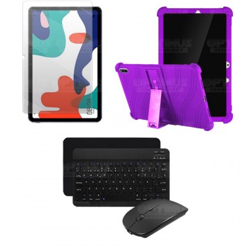 Kit Vidrio templado + Estuche Protector Goma + Teclado y Mouse Ratón Bluetooth para Tablet Huawei matepad 10.4 OPTIMUS TECHNOLOG