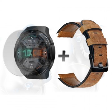 Buff Film Screen Protector Y Correa de cuero Smartwatch Reloj Inteligente Huawei Gt2E | OPTIMUS TECHNOLOGY™ | CRRC-BFF-HW-GT2E |