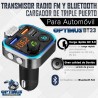 Cargador transmisor radio FM bluetooth 5.0 para carro automóvil Vehículos Camiones de tres puertos 2USB + 1Tipo C OPTIMUS BT23 O