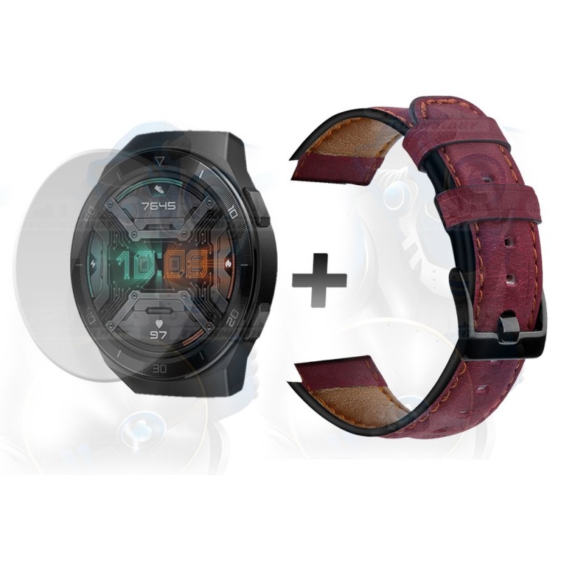 Buff Film Screen Protector Y Correa de cuero Smartwatch Reloj Inteligente Huawei Gt2E | OPTIMUS TECHNOLOGY™ | CRRC-BFF-HW-GT2E |