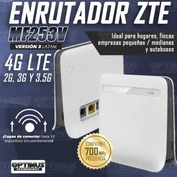 Modem De Internet Enrutador ZTE MF253V 4GLTE, 2G, 3G Y 3.5G Homologado VERSION 3 Con Banda 700MHZ | ZTE COLOMBIA | MF253V |