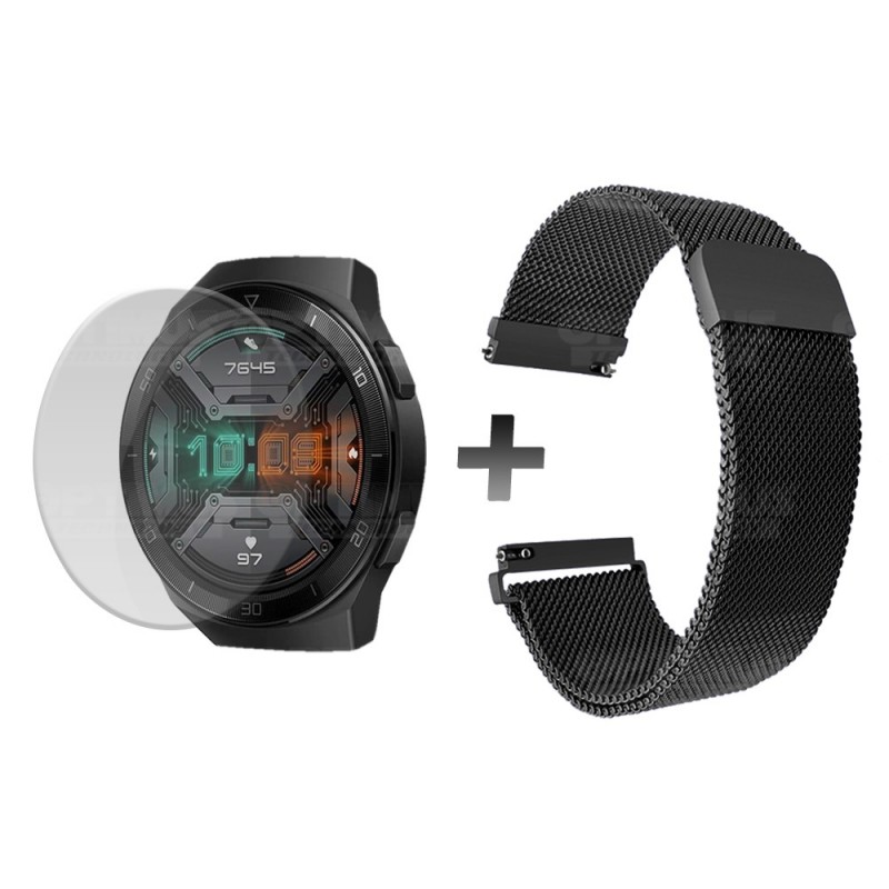 Buff Film Screen Protector Y Correa Magnética Acero Inoxidable Smartwatch Reloj Inteligente Huawei Gt2E OPTIMUS TECHNOLOGY™ - 1
