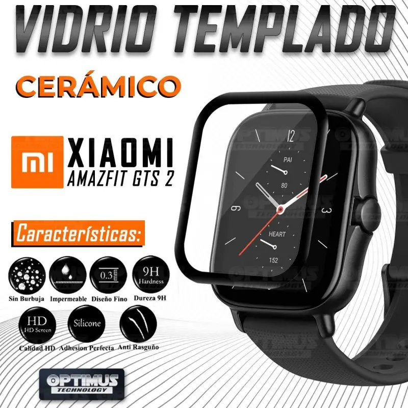 Vidrio Templado Cerámico Nanoglass Para Reloj Smartwatch Xiaomi Amazfit GTS 2 | OPTIMUS TECHNOLOGY™ | VTP-CR-XMI-GTS-2 |