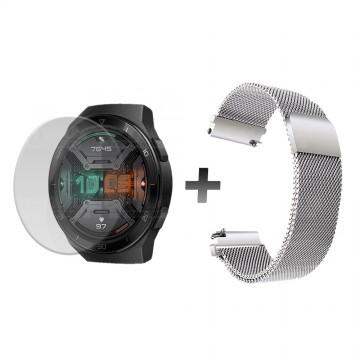 Buff Film Screen Protector Y Correa Magnética Acero Inoxidable Smartwatch Reloj Inteligente Huawei Gt2E OPTIMUS TECHNOLOGY™ - 9