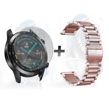 Vidrio Templado Y Correa De Metal Smartwatch Reloj Inteligente Huawei Gt2 46mm | OPTIMUS TECHNOLOGY™ | CRR-MT-VTP-HW-GT2-46 |