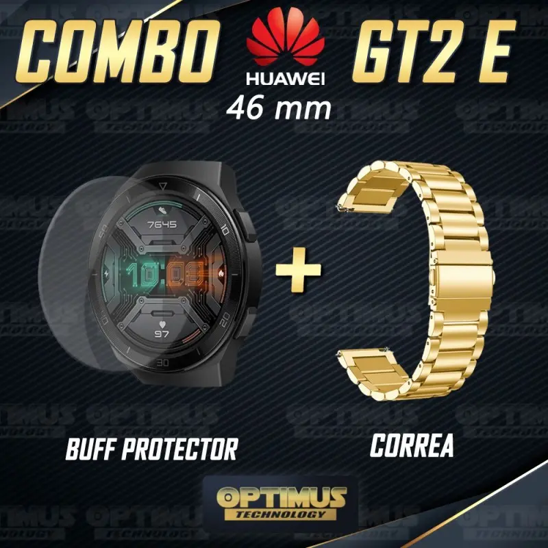 Buff Film Screen Protector Y Correa de Metal Inoxidable Smartwatch Reloj Inteligente Huawei Gt2E OPTIMUS TECHNOLOGY™ - 2