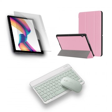 Kit Vidrio templado + Case Forro Protector + Teclado y Mouse Ratón Bluetooth para Tablet Huawei T3-10 OPTIMUS TECHNOLOGY™ - 4