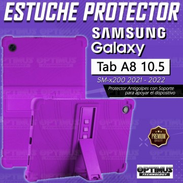 Kit Vidrio templado y Estuche Protector de goma antigolpes con soporte Tablet Samsung Galaxy Tab A8 10.5 2021 SM-x200, SM-x205 O