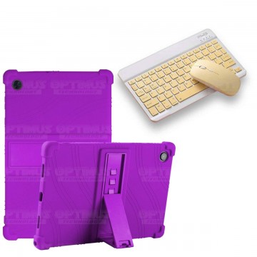 Kit Case Forro Protector Antigolpes + Teclado y Mouse Bluetooth Tablet Samsung Galaxy Tab A8 10.5 2021 SM-x200, SM-x205 OPTIMUS 