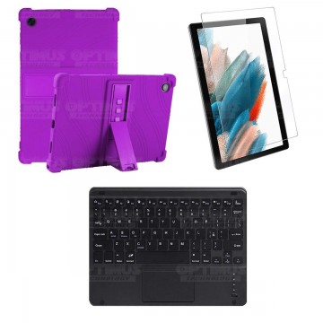 Kit Vidrio templado + Estuche Protector + Teclado Touchpad Bluetooth Tablet Samsung Galaxy Tab A8 10.5 2021 SM-x200, SM-x205 OPT