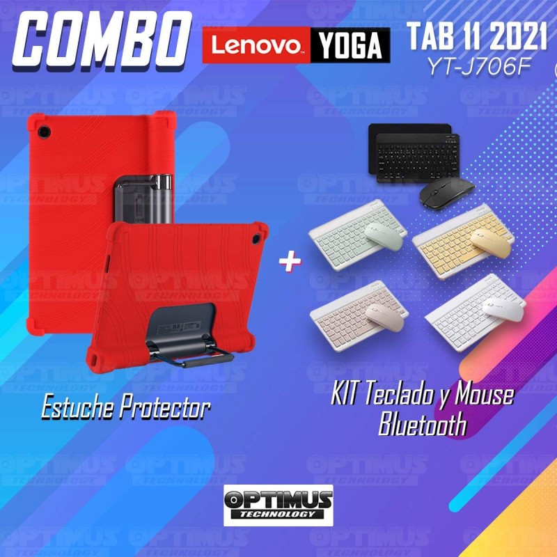 Kit Case Forro Protector Antigolpes + Teclado y Mouse Bluetooth Tablet Lenovo Yoga Tab 11 2021 YT-J706F OPTIMUS TECHNOLOGY™ - 39