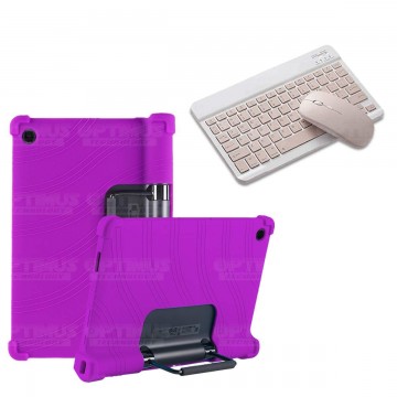 Kit Case Forro Protector Antigolpes + Teclado y Mouse Bluetooth Tablet Lenovo Yoga Tab 11 2021 YT-J706F OPTIMUS TECHNOLOGY™ - 11
