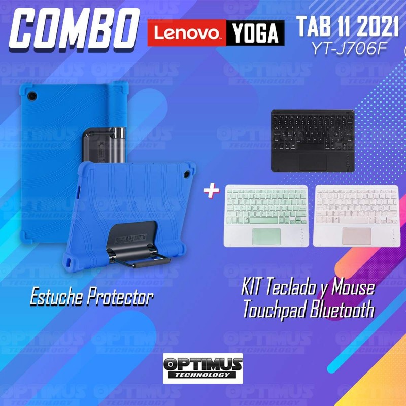 Kit Estuche Protector Antigolpes + Teclado Mouse Touchpad Bluetooth Lenovo Yoga Tab 11 2021 YT-J706F OPTIMUS TECHNOLOGY™ - 17